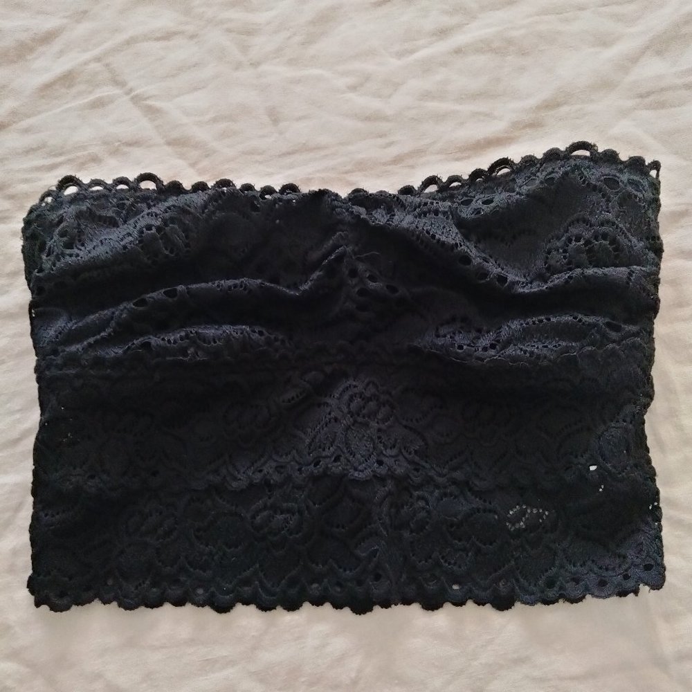 Aerie Strapless Lace Bralette, Size XS, Color Black